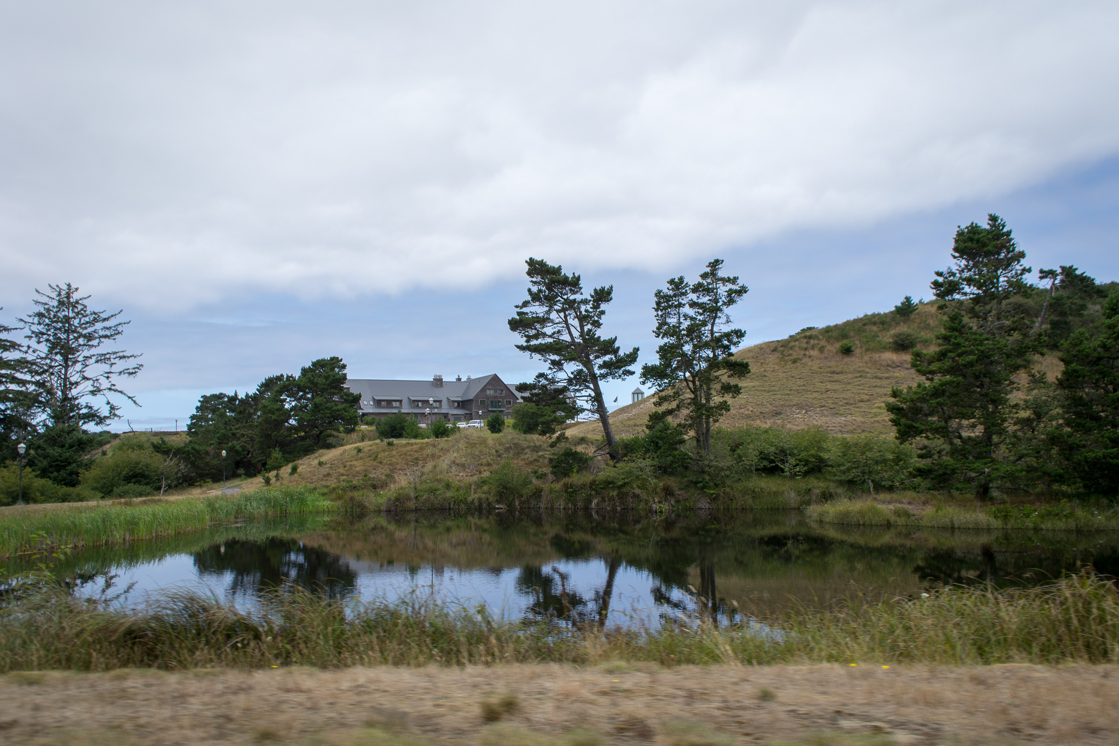 Quiet lodge beside a pond and coastal dunes at Bandon Dunes Golf Resort near Bandon, Oregon